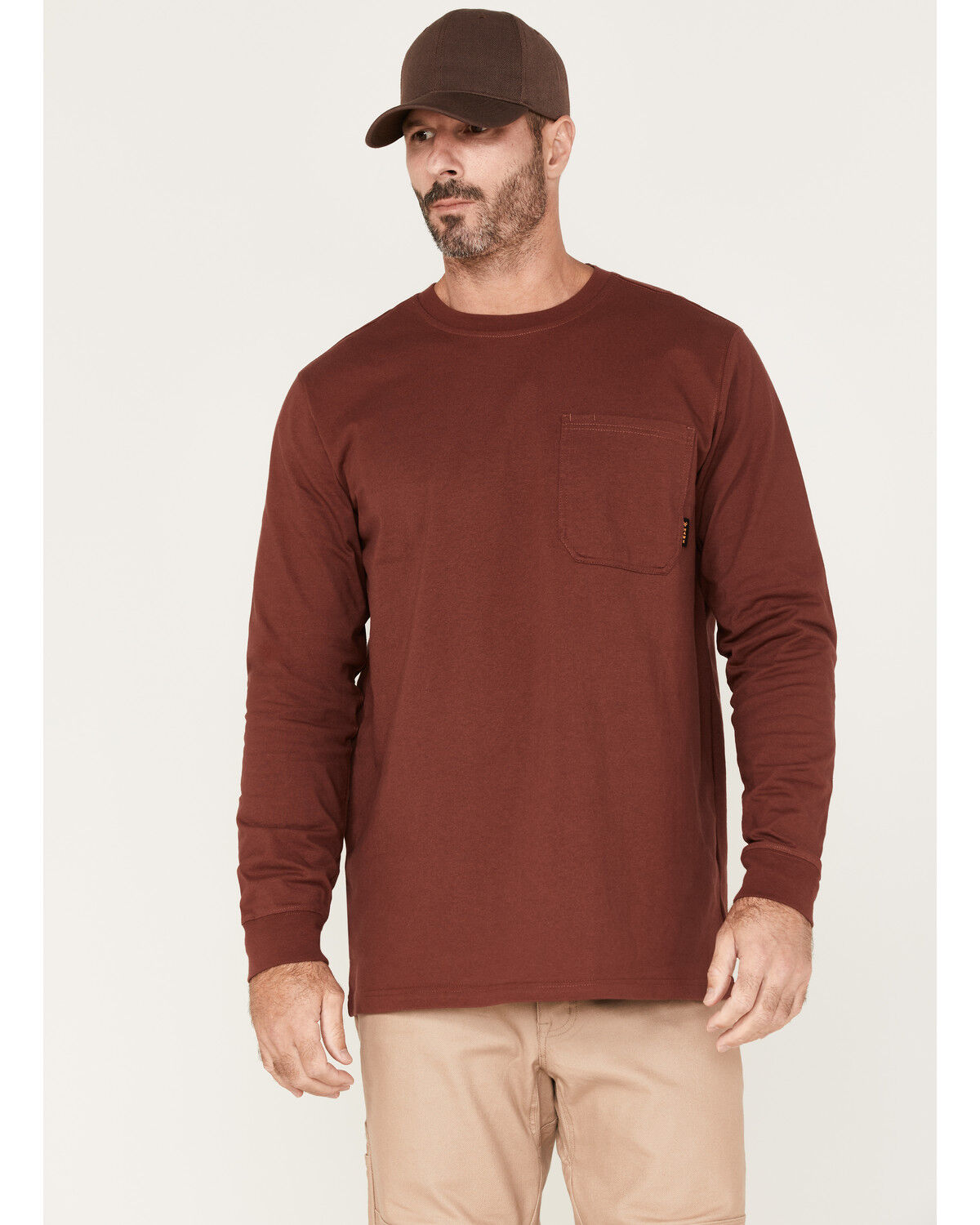 Image #1 - Hawx Men's Forge Solid Work Pocket T-Shirt - Big & Tall, Dark Red, hi-res