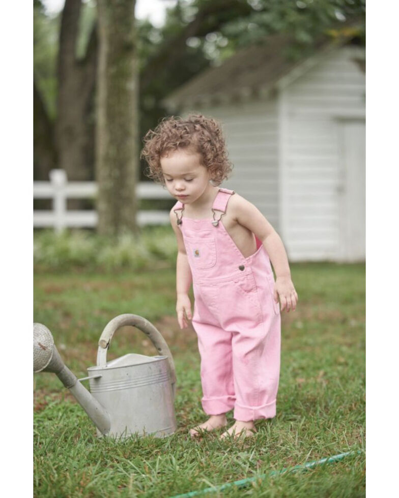 Carhartt Infant Girls' Pink Canvas Bib Overalls , Pink, hi-res
