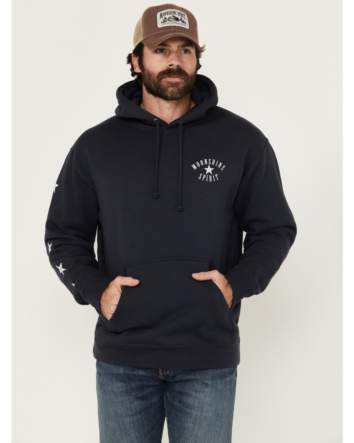 Image #2 - Moonshine Spirit Men's Eagle Star Graphic Hooded Sweatshirt, Navy, hi-res