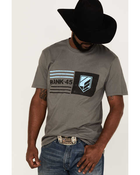 RANK 45 Men's Gate Block Lines Graphic T-Shirt , Charcoal, hi-res