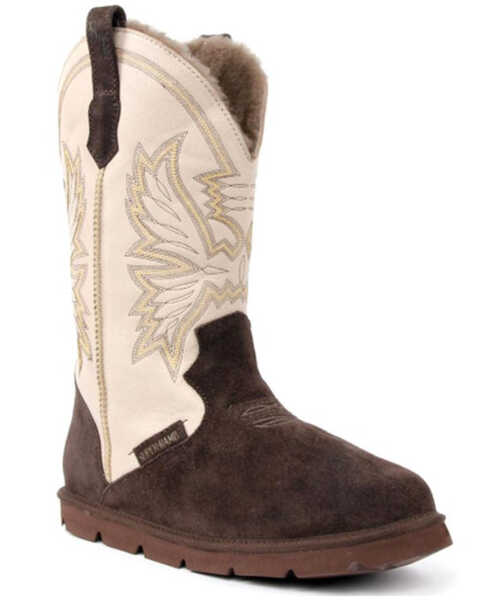 Superlamb Men's All Suede Western Boots - Round Toe, Dark Brown, hi-res