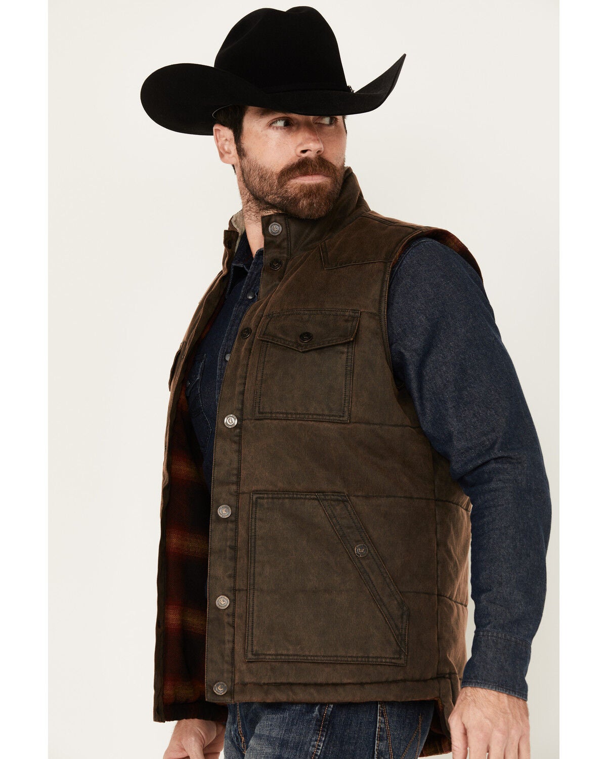 Image #2 - Cody James Men's Oil Slick Snap Vest - Big, Brown, hi-res