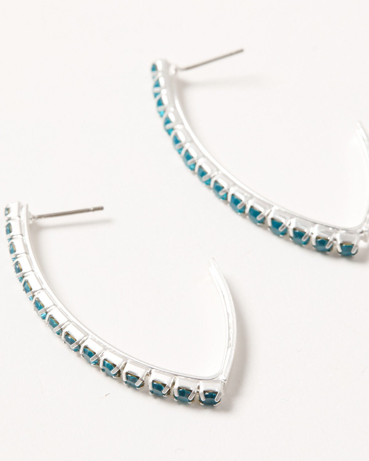 Lainey Wilson Women's Stone Pav&eacute; C Hoop Earrings, Silver, hi-res