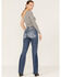 Image #3 - Miss Me Women's Light Wash High Rise Distressed Seamed Flare Jeans, , hi-res