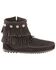 Minnetonka Double Fringe Side Zip Moccasin, Black, hi-res
