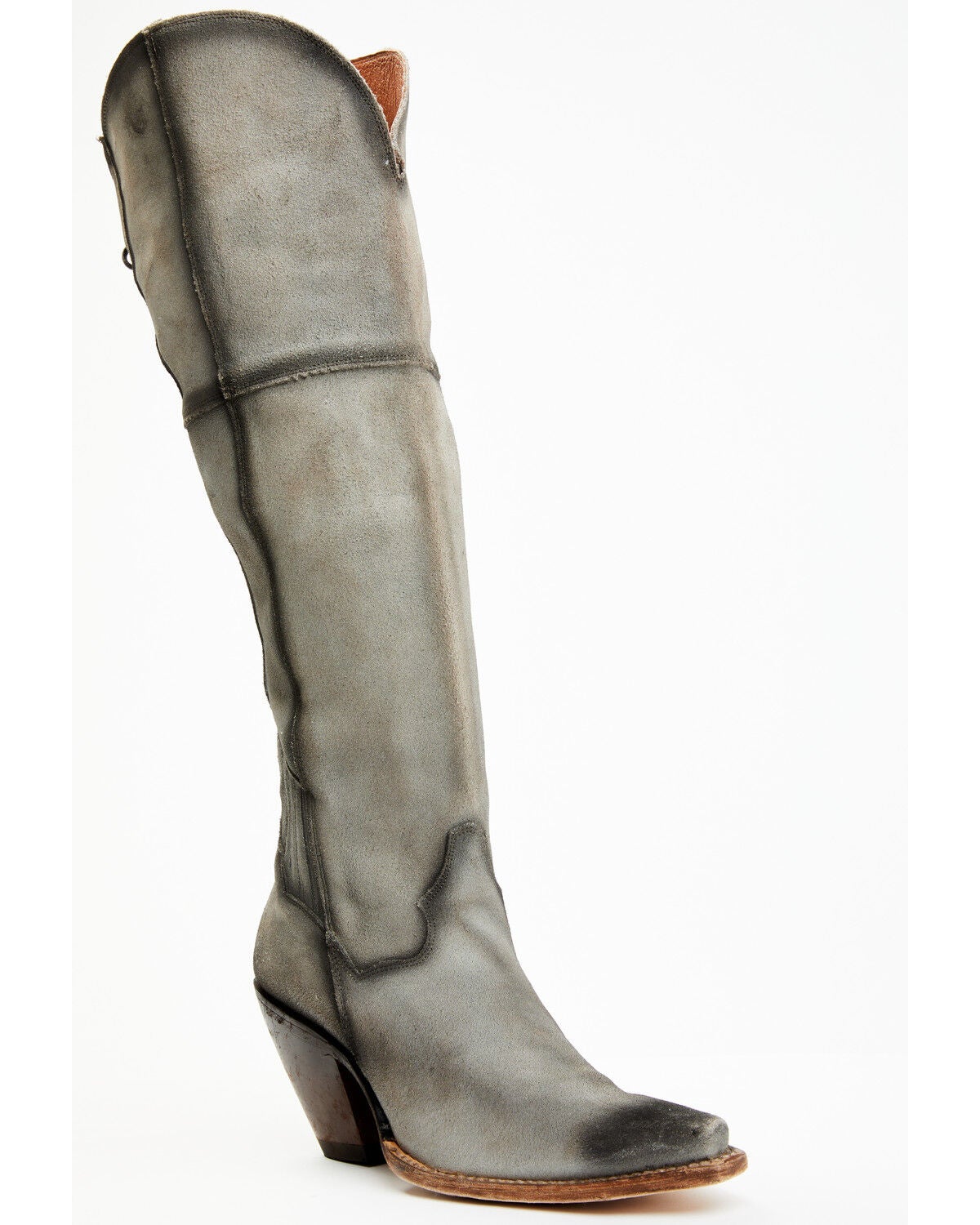 Dan Post Women's Corsette Over The Knee Fashion Western Boots - Snip Toe, Light Grey, hi-res