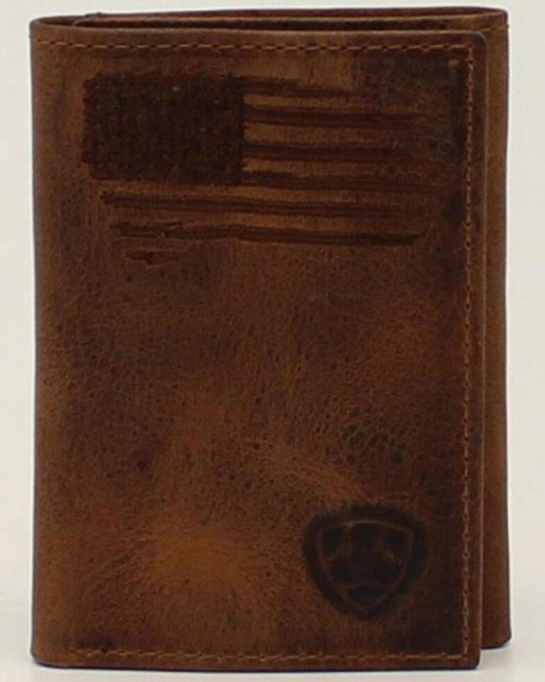 Ariat Men's USA Flag Trifold Wallet, No Color, hi-res