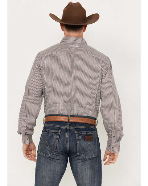 Image #4 - Wrangler Men's Performance Plaid Print Long Sleeve Button Down Western Shirt, Red, hi-res