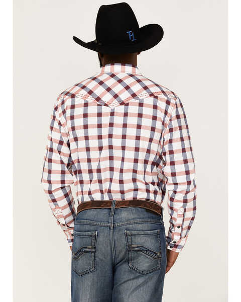 Image #4 - Cody James Men's Blue River Plaid Long Sleeve Snap Western Shirt , Cream, hi-res