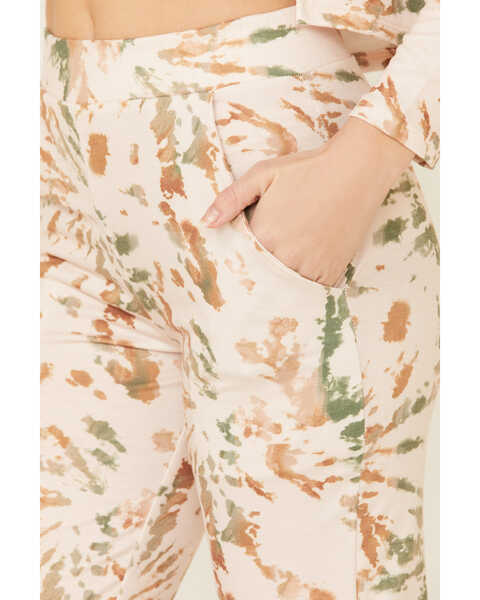 Image #5 - Peach Love Women's Cropped Splatter Print Sweatpants, Tan, hi-res