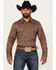 Image #1 - RANK 45® Men's Trinidad Southwestern Print Long Sleeve Pearl Snap Stretch Western Shirt, Red, hi-res