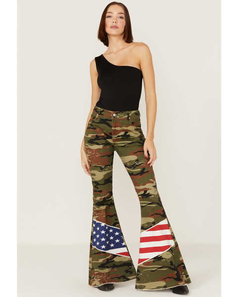 Image #1 - Ranch Dress'n Women's Land of the Free Flare Jeans, Multi, hi-res
