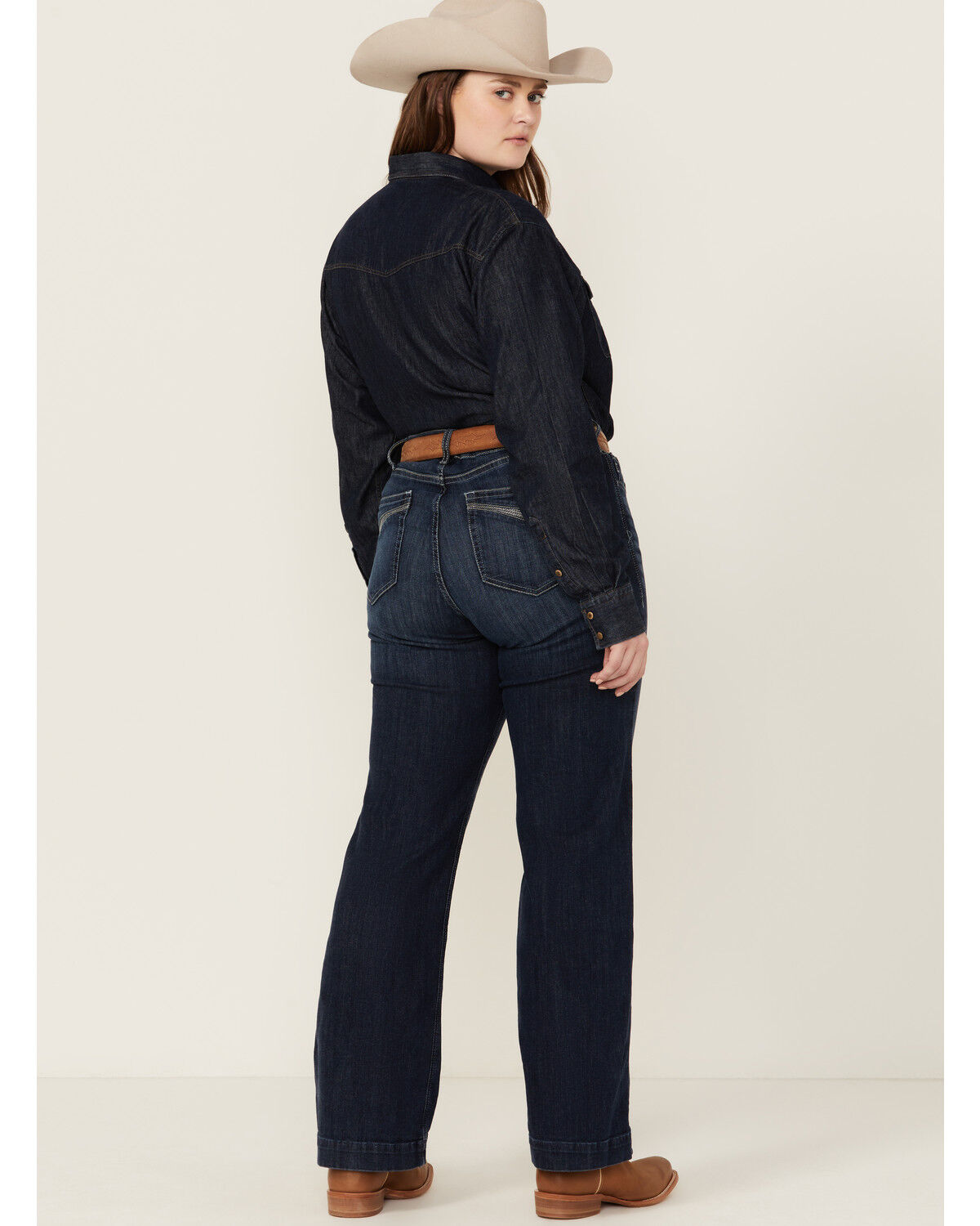 Image #3 - Ariat Women's Dark Wash Mid Rise Angela Trouser Jeans - Plus, Dark Wash, hi-res