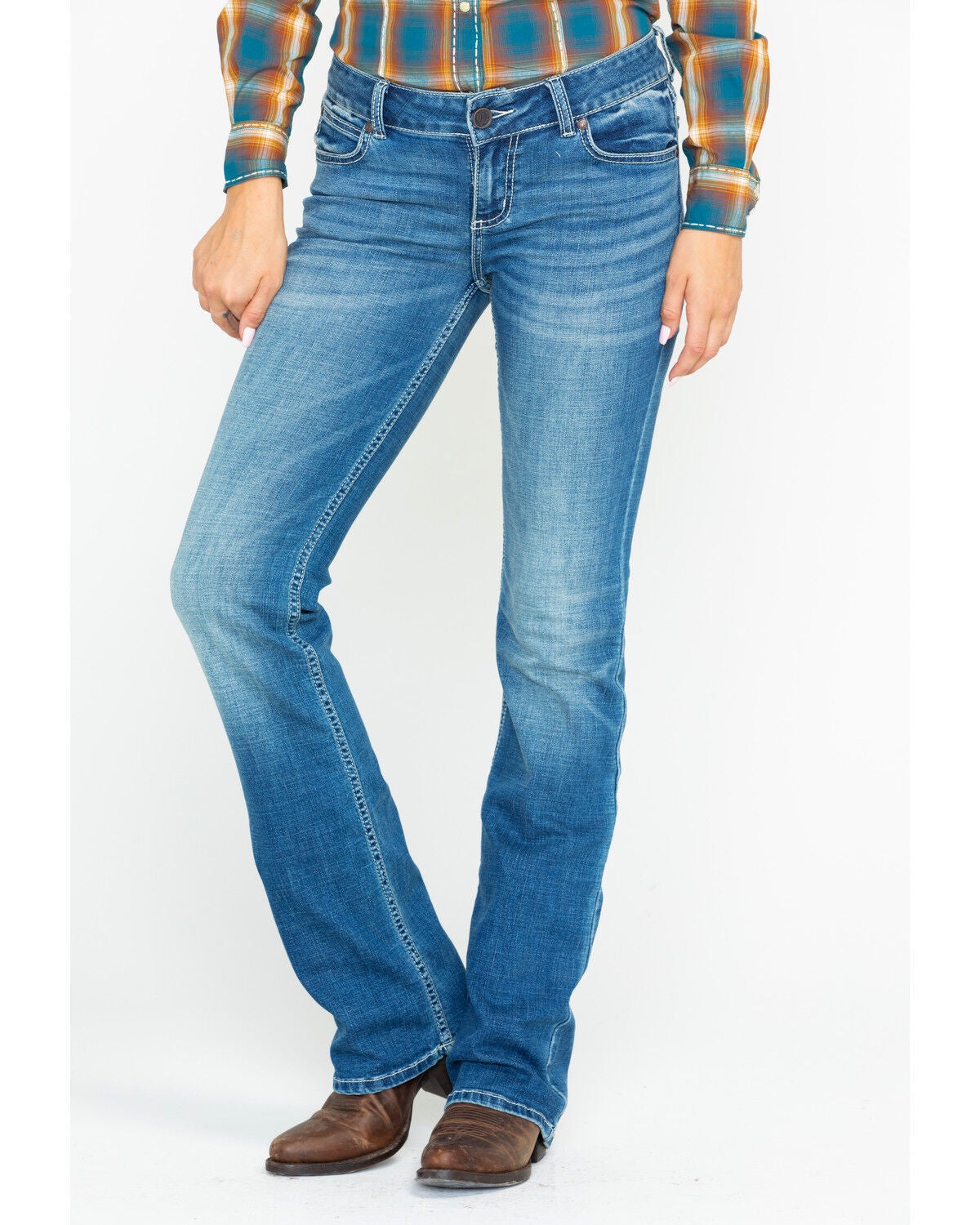 Image #5 - Wrangler Women's Retro Mae Deadwood Light Wash Mid Rise Bootcut Jeans, Blue, hi-res