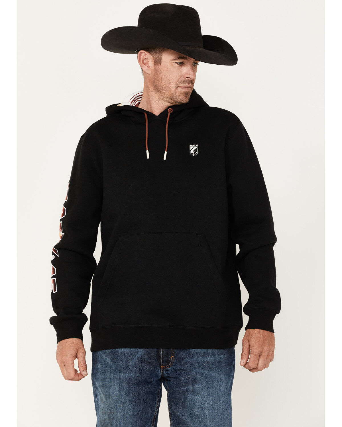 Image #1 - RANK 45® Men's Smoke On Striped Logo Sleeve Hooded Sweatshirt, , hi-res