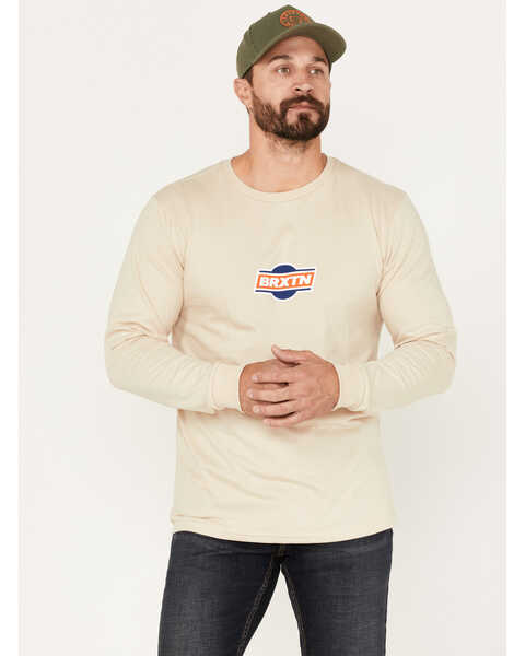 Brixton Men's Bart Logo Graphic Long Sleeve T-Shirt, Cream, hi-res