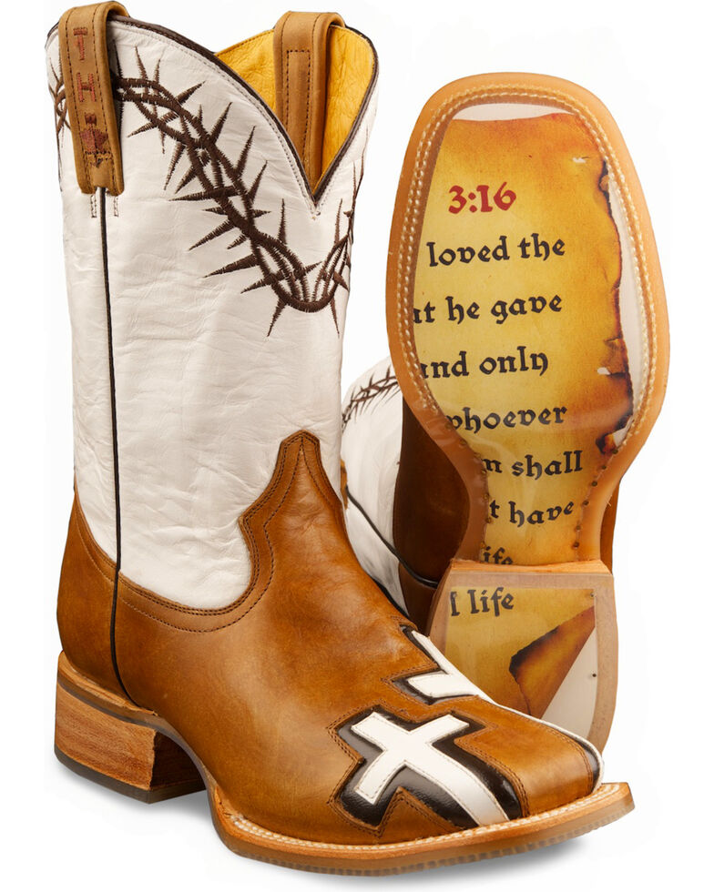 Tin Haul Women's Between Two Thieves & John 3:16 Cowgirl Boots - Square Toe, Brown, hi-res