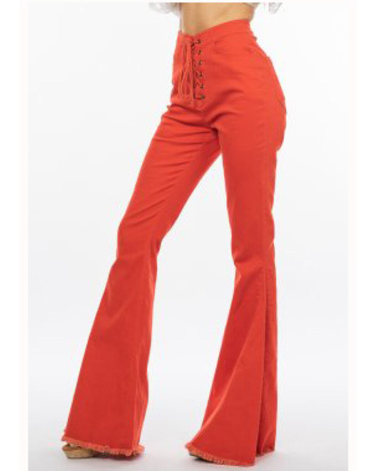red flare jeans