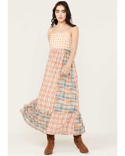 Miss Me Women's Plaid Print Sleeveless Maxi Dress, Multi, hi-res