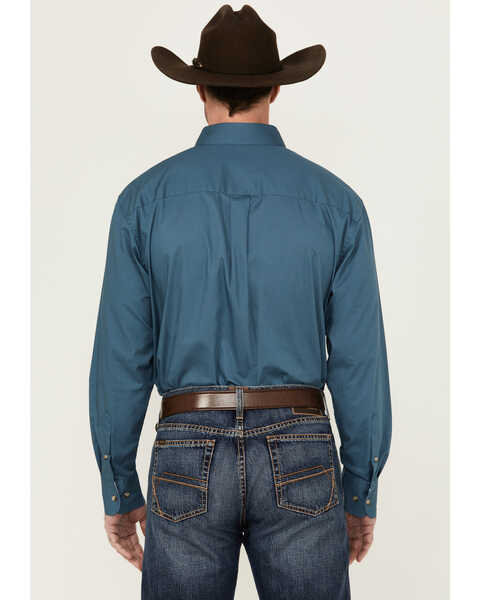Image #4 - George Strait by Wrangler Men's Solid Long Sleeve Button-Down Stretch Western Shirt , Teal, hi-res