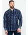 Image #1 - Rock & Roll Denim Men's Crinkle Plaid Long Sleeve Western Shirt , Blue, hi-res