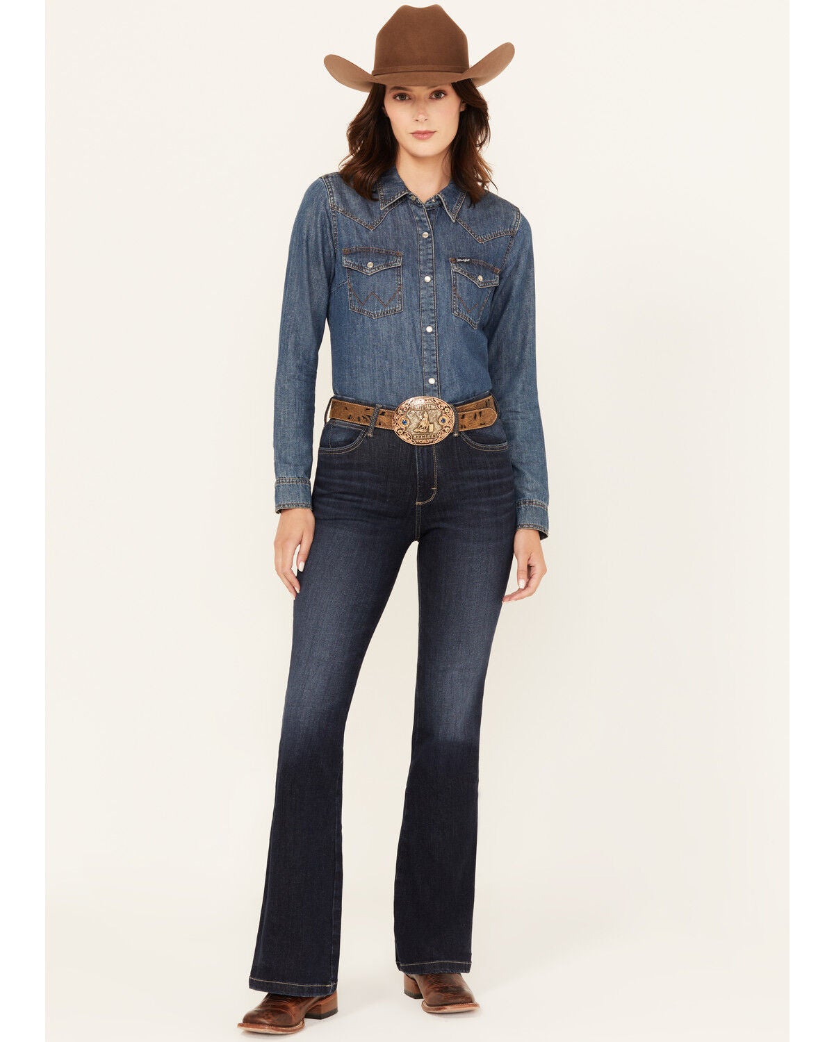 Image #1 - Wrangler Women's Madilyn Dark Wash Bespoke High Rise Flare Stretch Denim Jeans, Dark Wash, hi-res