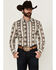 Image #1 - Wrangler Men's Checotah Southwestern Print Long Sleeve Snap Western Shirt, Brown, hi-res