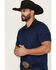 Image #2 - RANK 45® Men's Pickup Geo Print Short Sleeve Button-Down Polo Shirt, Blue, hi-res