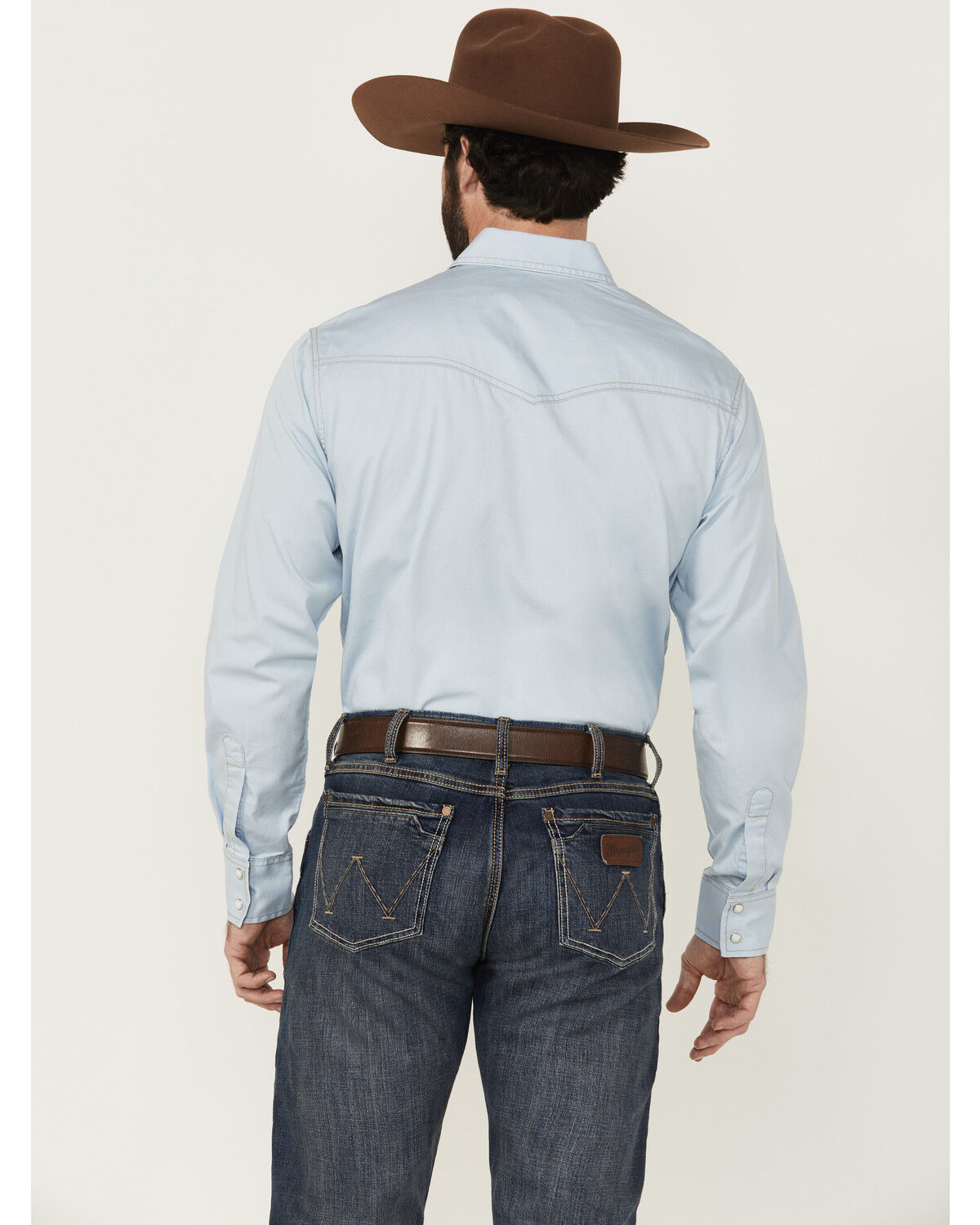 Image #4 - Wrangler Retro Men's Solid Long Sleeve Snap Western Shirt - Tall, Light Blue, hi-res