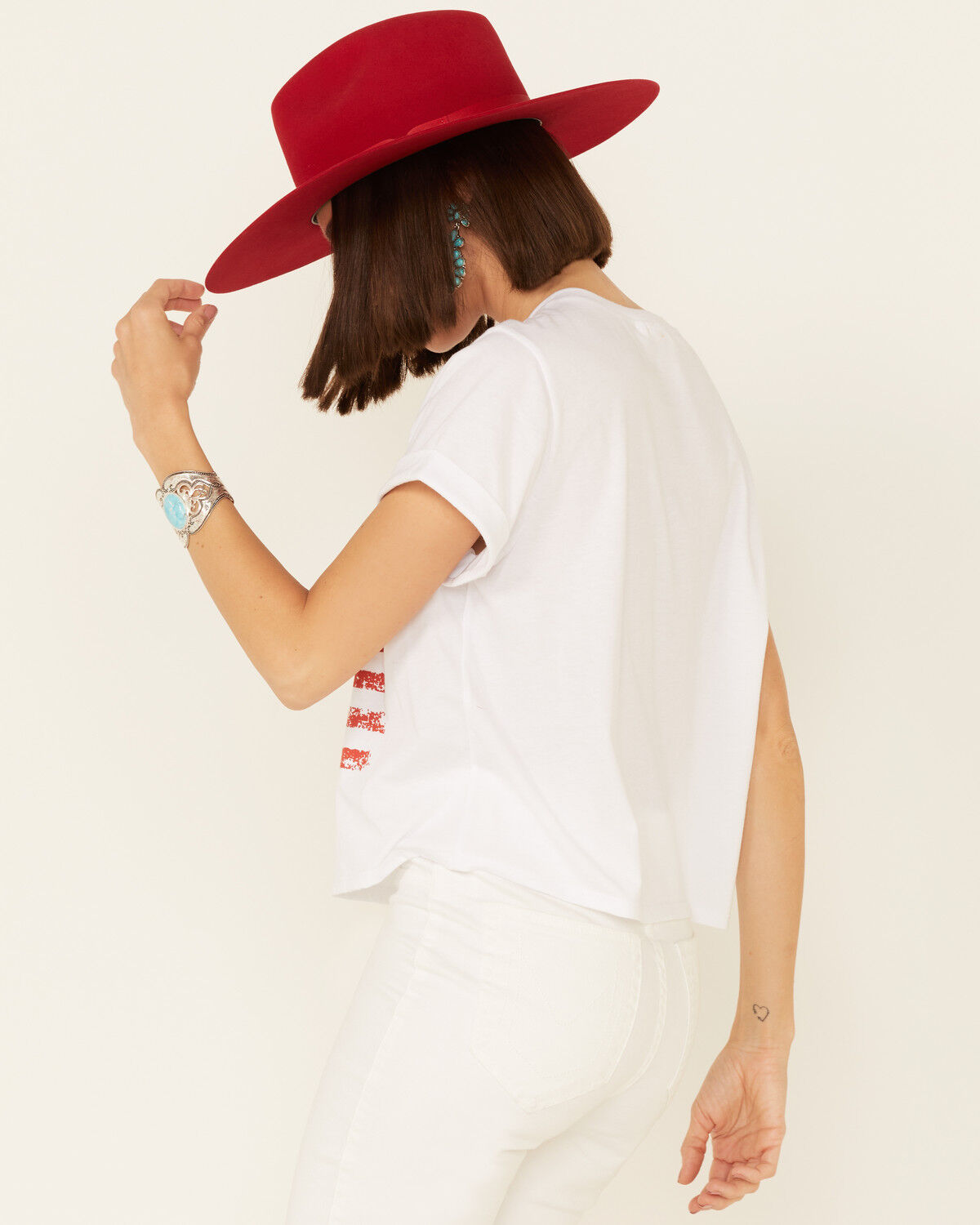 Image #4 - Cut & Paste Women's Stars & Stripes Forever Graphic Crop Tee, Ivory, hi-res