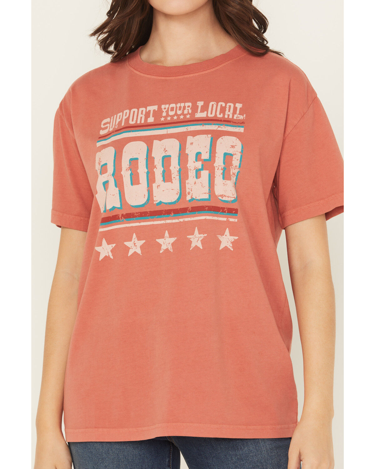 Image #3 - Shyanne Women's Support Your Local Rodeo Short Sleeve Boyfriend Graphic Tee, Red, hi-res