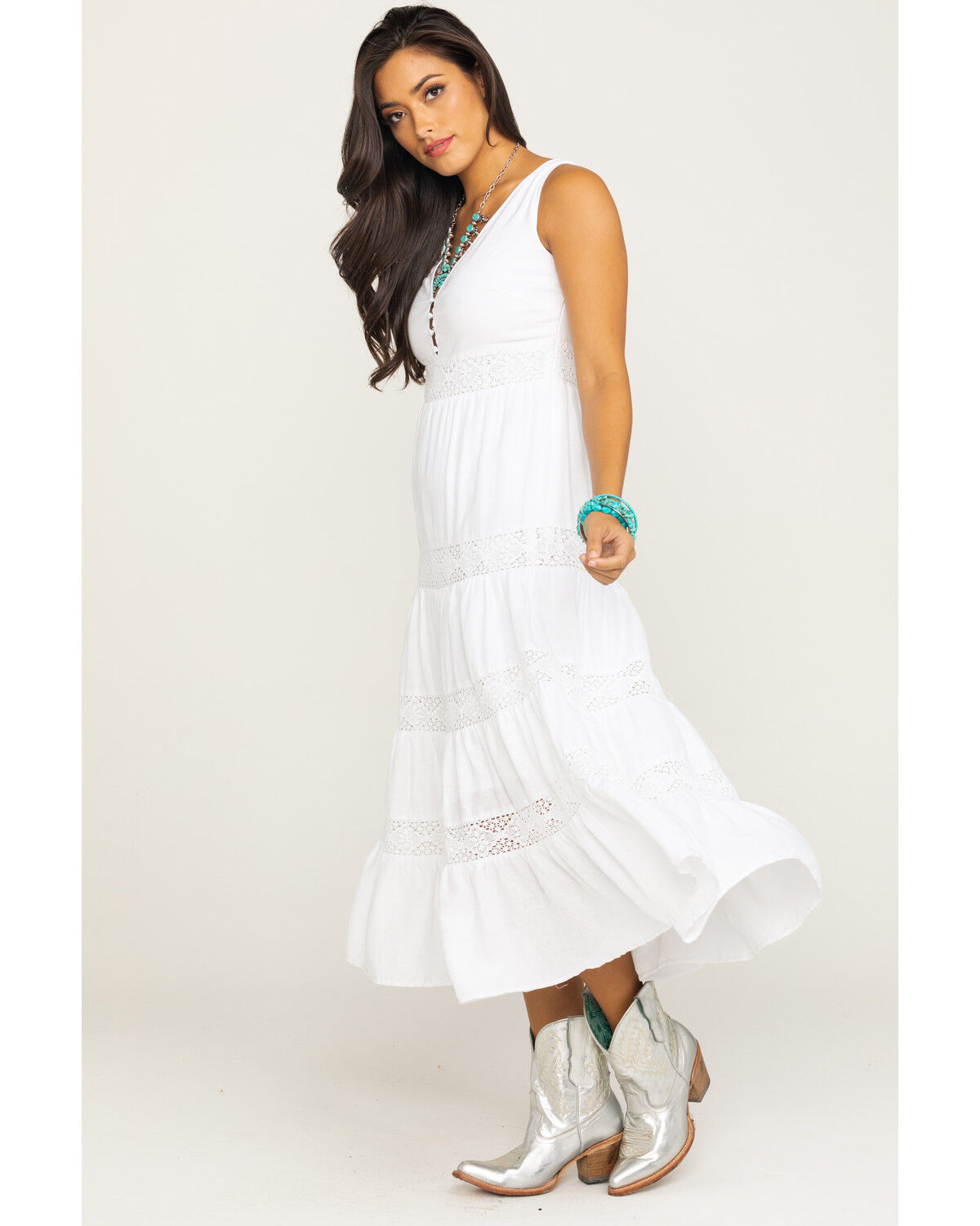 white dress tiered