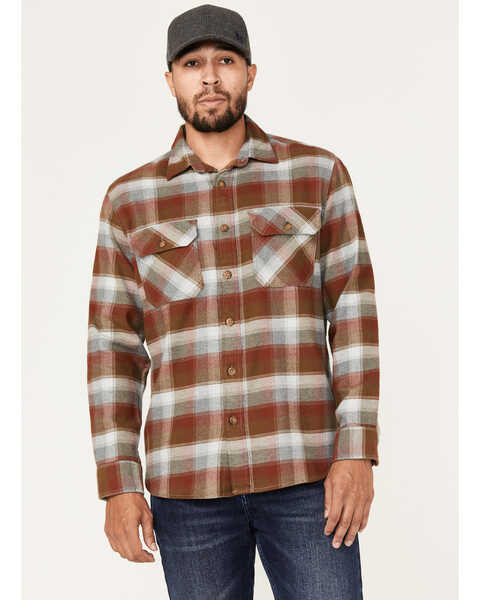 Pendleton Men's Burnside Plaid Print Long Sleeve Western Flannel Shirt , Grey, hi-res