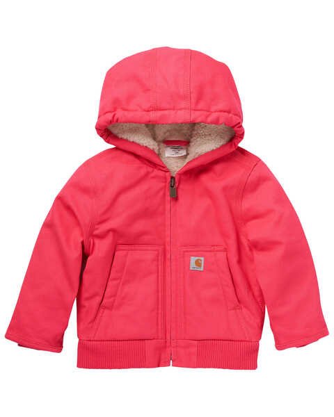 Image #1 - Carhartt Girls' Canvas Insulated Active Jacket, Dark Pink, hi-res