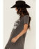 Image #2 - Blended Women's Country Heart Short Sleeve Mini T-Shirt Dress, Black, hi-res