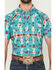 Image #3 - Panhandle Men's Boot Barn Exclusive TEK Southwestern Print Short Sleeve Performance Western Shirt, Turquoise, hi-res