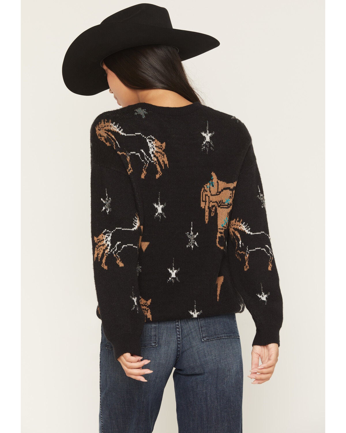 Image #4 - Rock & Roll Denim Women's Conversational Print Sweater, Black, hi-res