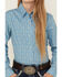 Image #3 - Cruel Girl Girls' Floral Striped Long Sleeve Snap Western Shirt, Light Blue, hi-res