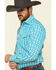 Stetson Men's Cross Walk Ombre Plaid Long Sleeve Western Shirt , Turquoise, hi-res
