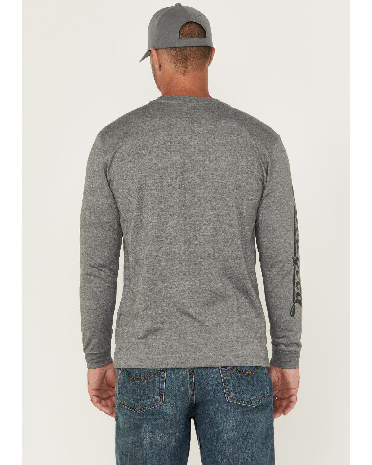 Image #4 - Thorogood Men's Wheel Script Logo Long Sleeve Graphic T-Shirt, Heather Grey, hi-res