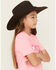 Image #2 - Ariat Girls' Boot Barn Exclusive Cowhide Logo Short Sleeve Graphic Tee, Pink, hi-res