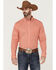 Image #1 - RANK 45® Men's Calgary Geo Print Long Sleeve Button-Down Western Shirt , Red, hi-res