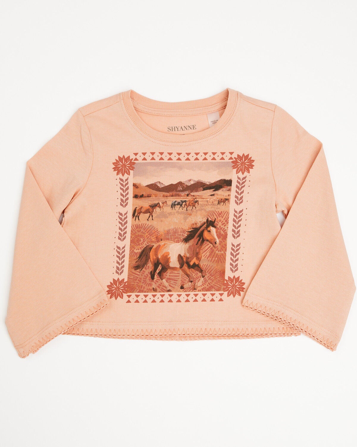Image #1 - Shyanne Toddler Girls' Molly 3/4 Bell Sleeve Graphic Tee, Mauve, hi-res
