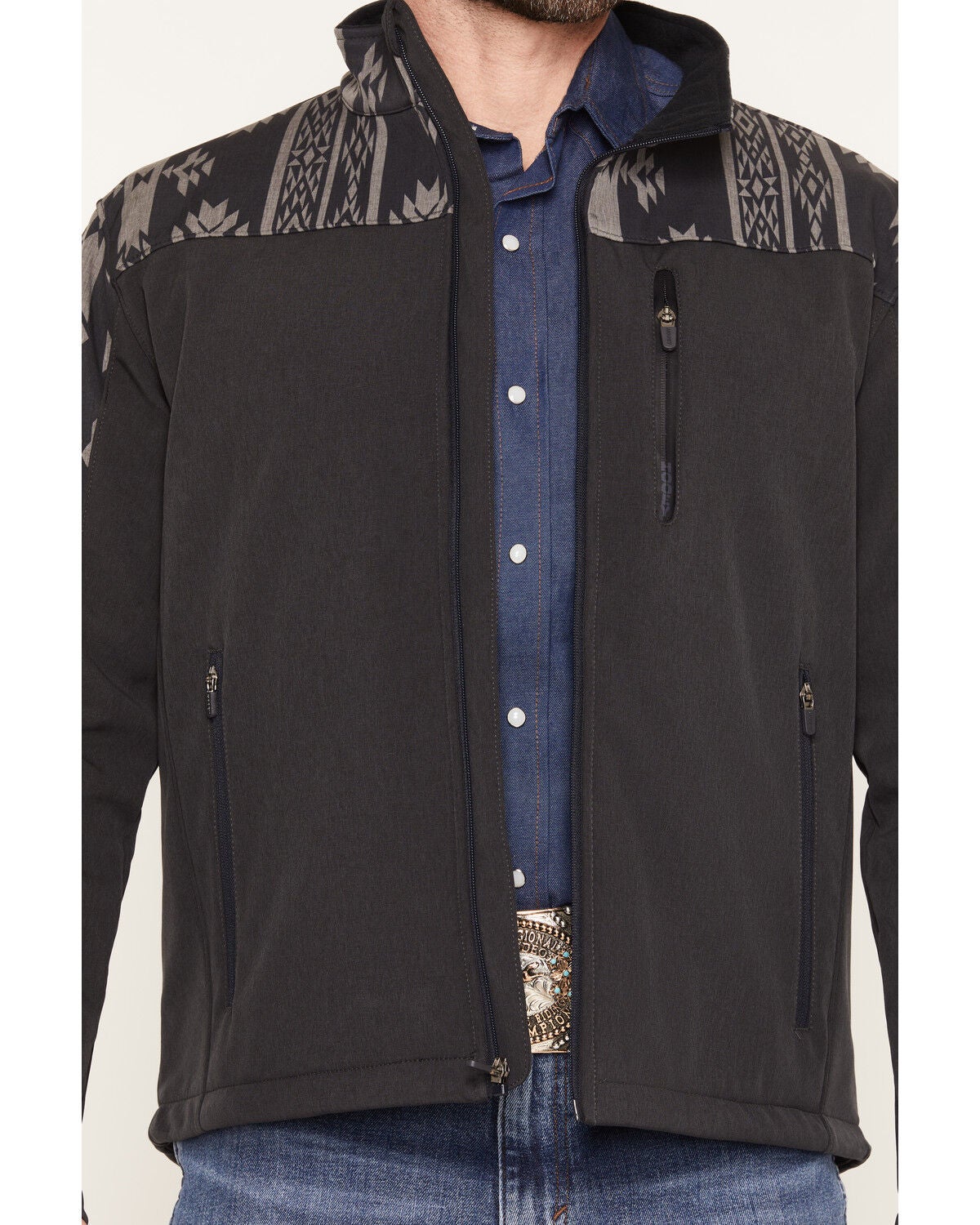 Image #3 - Hooey Men's Jackson Southwestern Color Block Softshell Jacket, Black, hi-res
