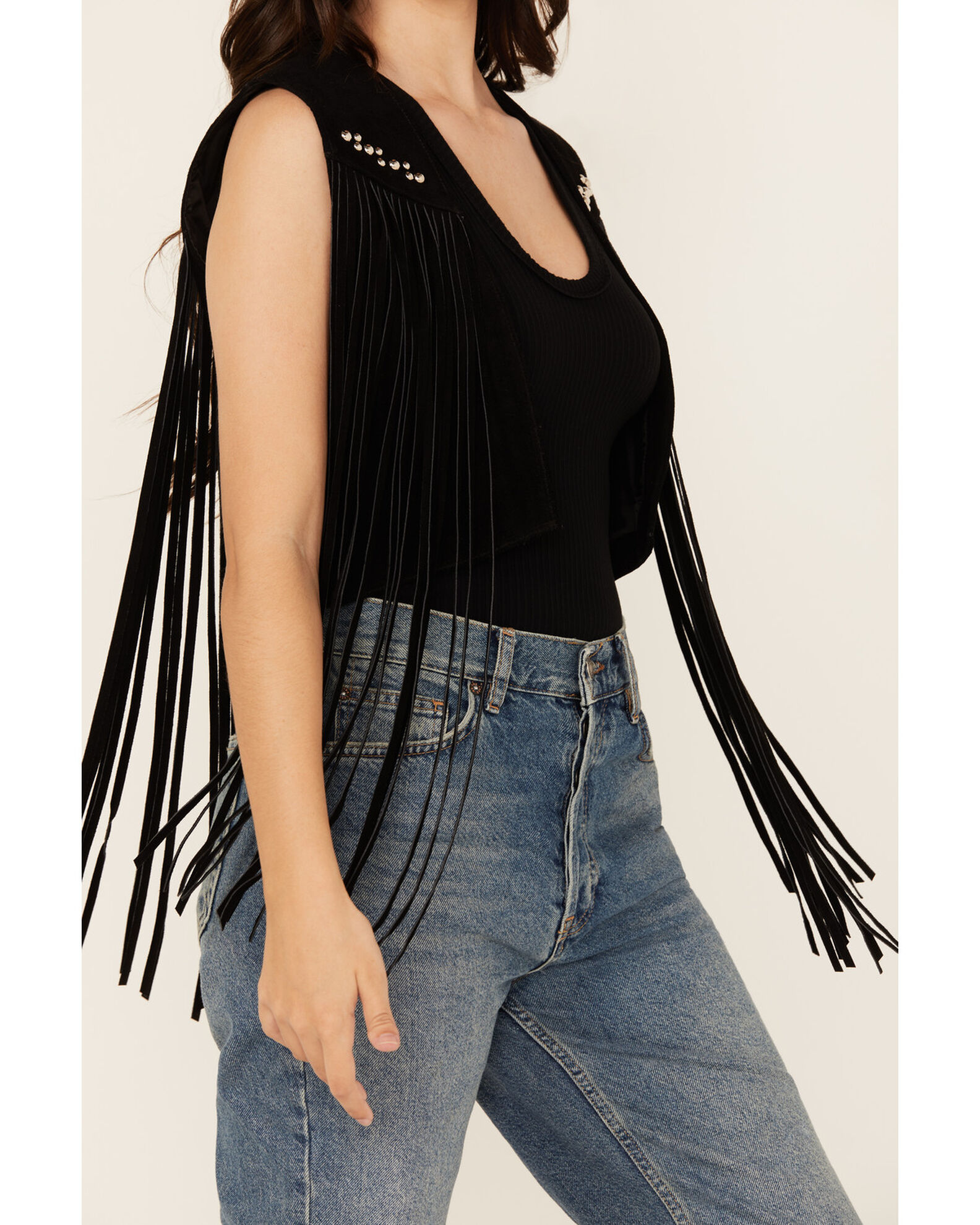 Product Name: West And Co Women's Cya Later Horseshoe Studded Fringe Vest