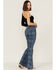 Image #3 - Rock & Roll Denim Women's Southwestern Stripe Flare Jeans, Blue, hi-res
