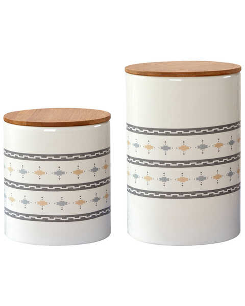 HiEnd Accents 2pc Small Southwestern Print Canister Set, Tan, hi-res