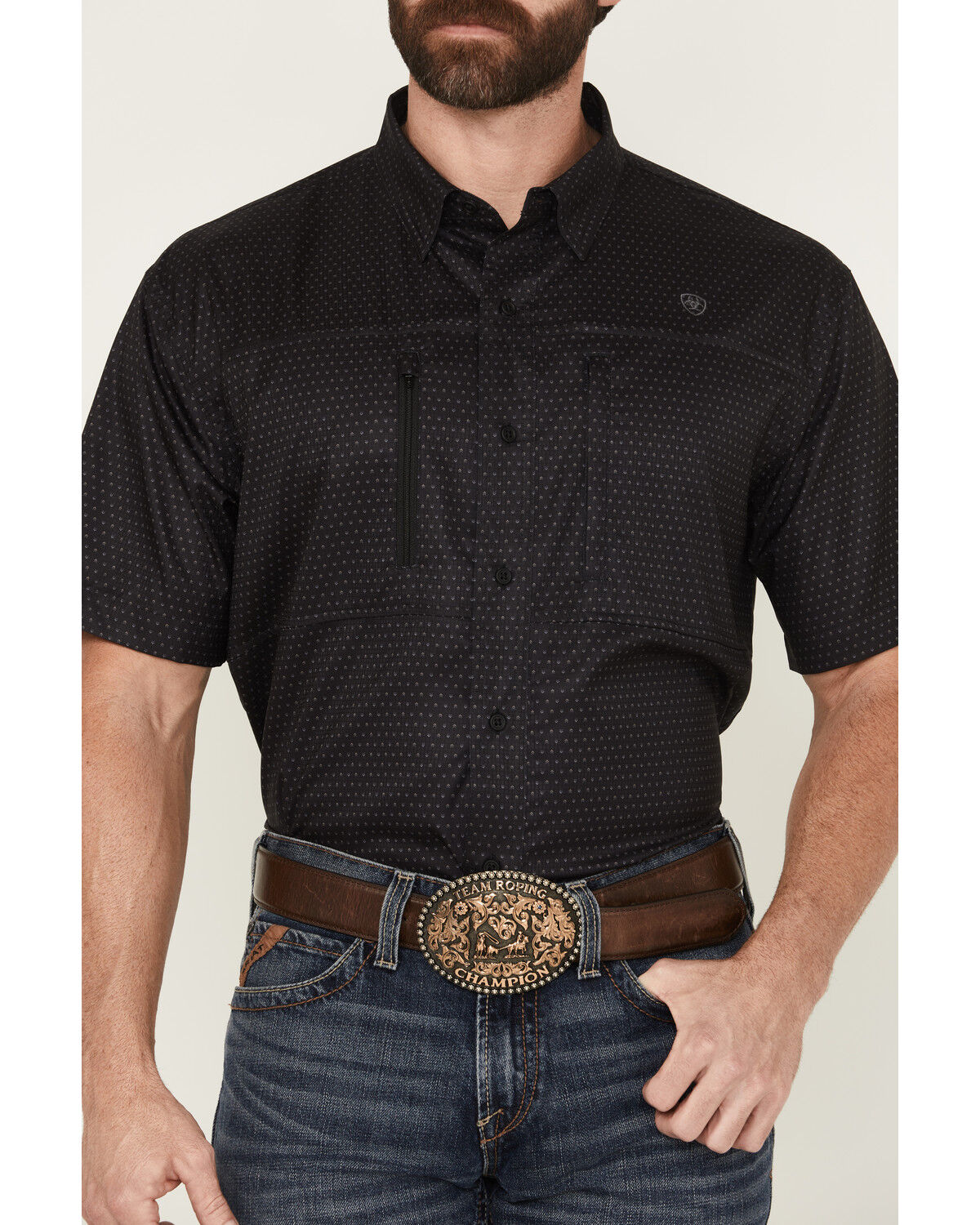 Image #3 - Ariat Men's VentTek Arrows Geo Print Short Sleeve Button-Down Western Shirt - Tall, Black, hi-res