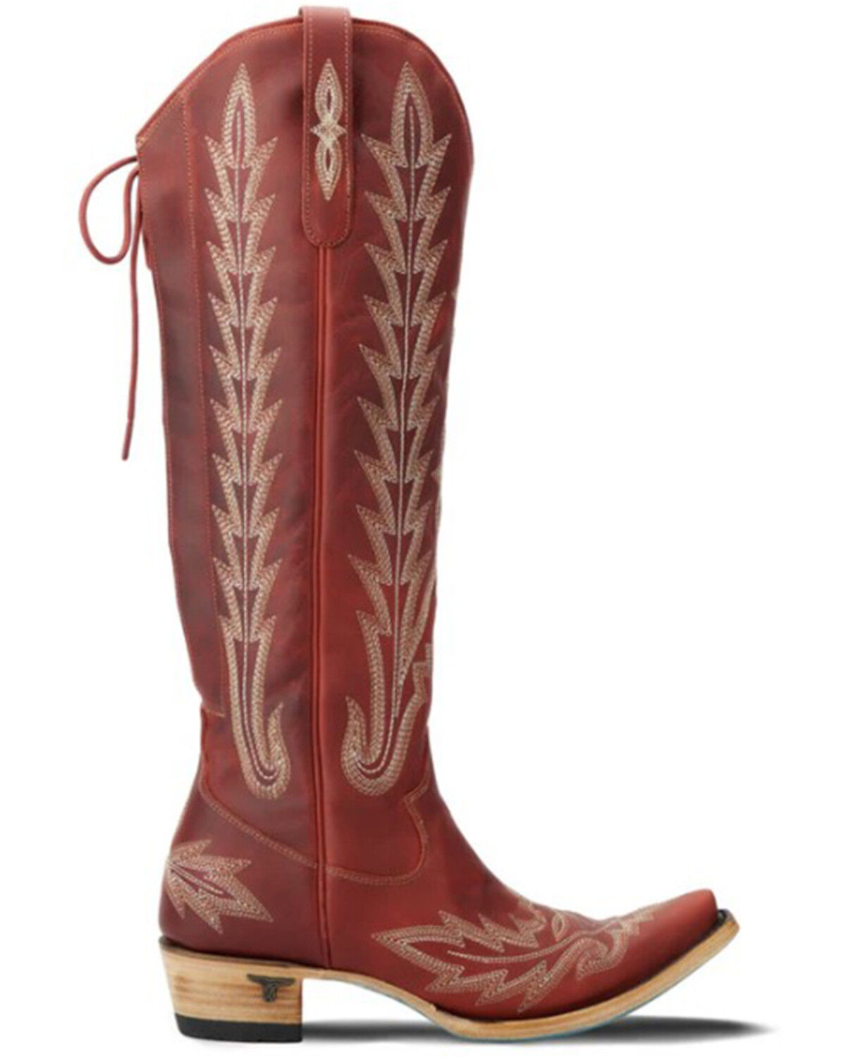Image #2 - Lane Women's Lexington Over The Knee Corset Western Boots - Snip Toe, Ruby, hi-res