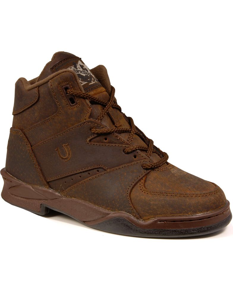 Roper Men's Chipmunk HorseShoes Classic Original Boots - Wide Width, Tan, hi-res